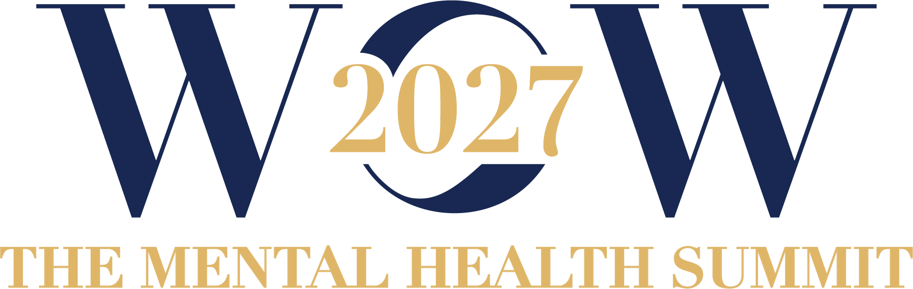 WOW2027 logo in navy blue and gold